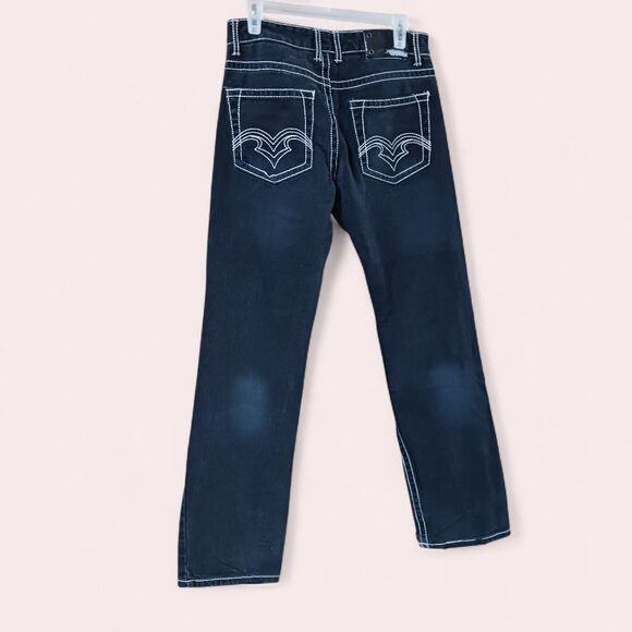 Bluenotes 30x32 Slimstraight Low Rise Jeans 100% Cotton Y2K Dark Wash - Picture 3 of 16